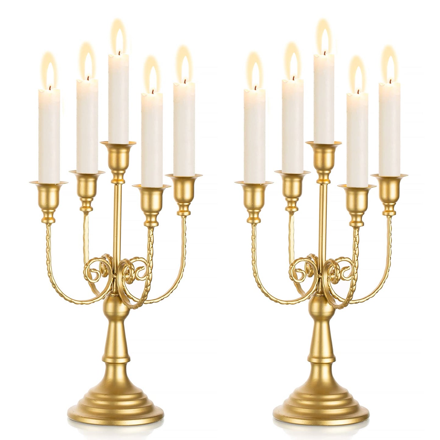 Gold Taper Candle Holder for Centerpiece - 3-candle Candlesticks Holder