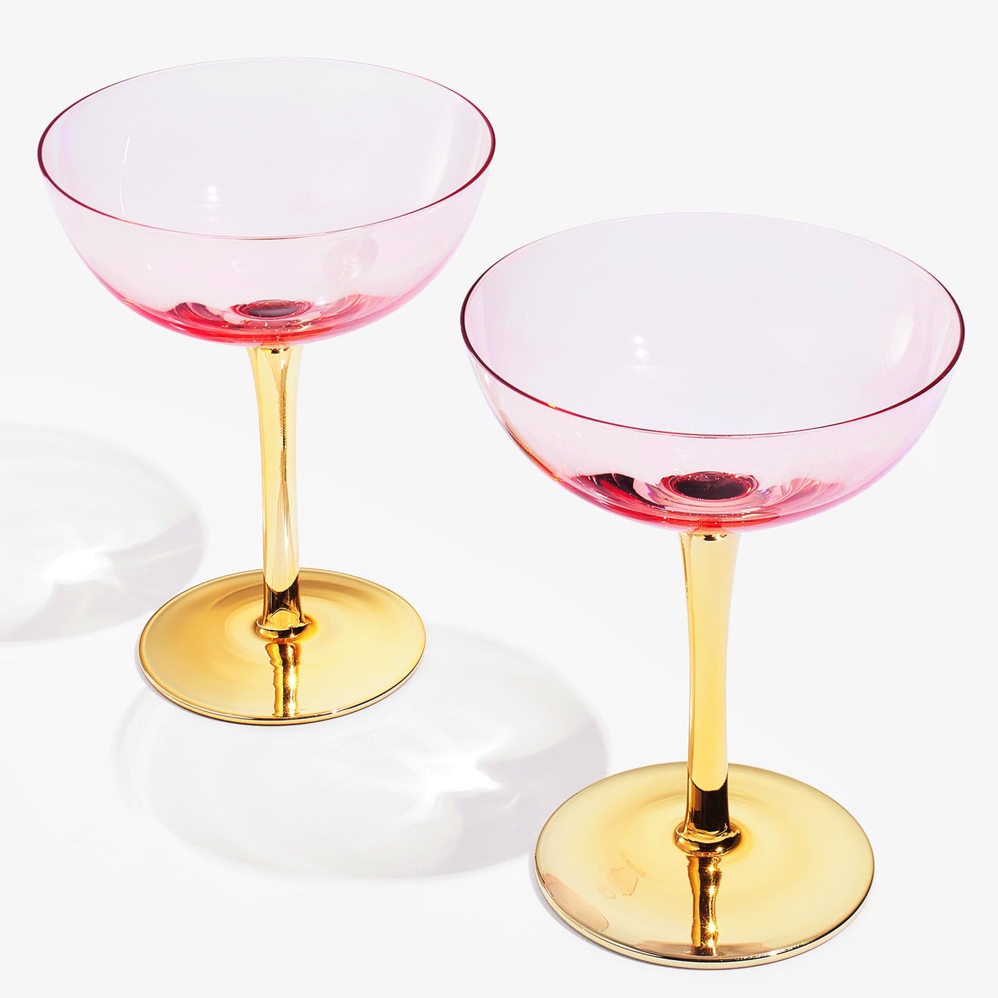 Colored Coupe Art Deco Glasses, Gold | Set of 4 | 8 oz Classic Cocktail Glassware