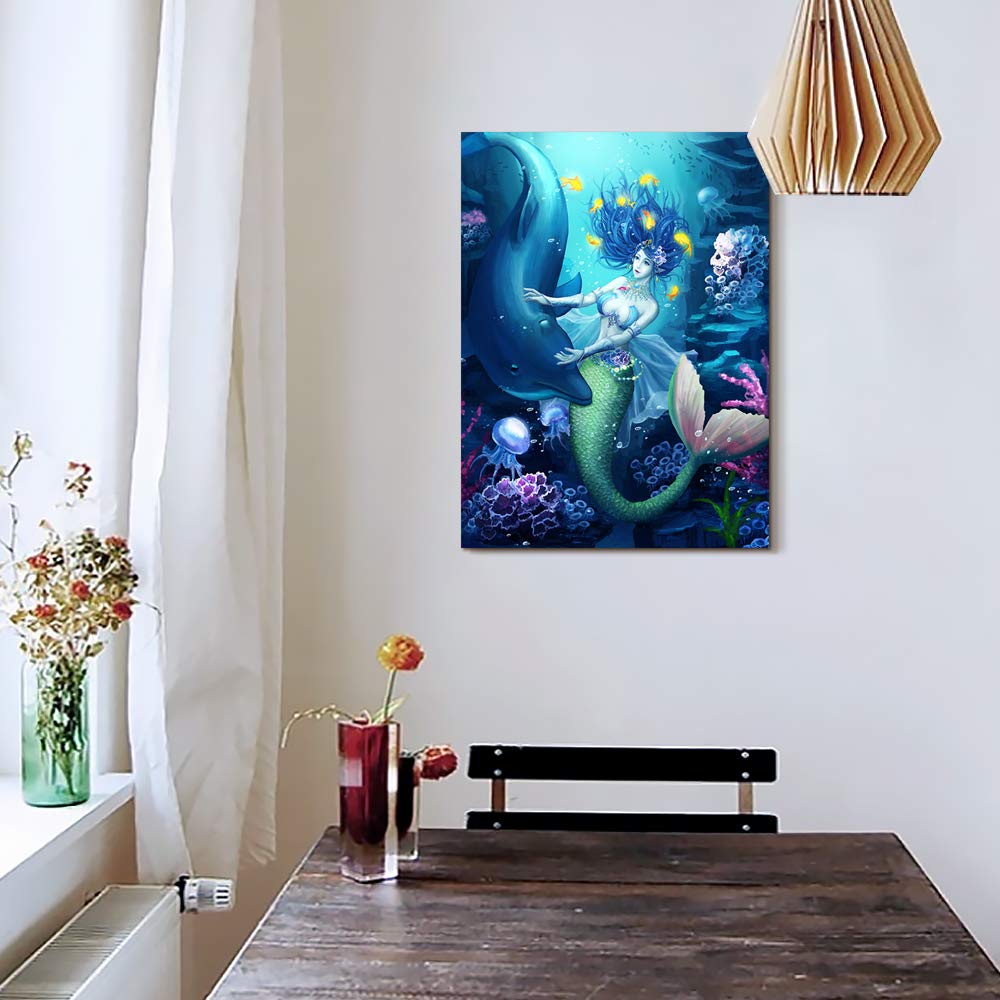 Canvas Wall Art -  Mermaid Artwork Wall 12" x 16" inch