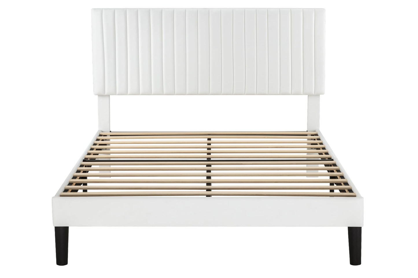 Velvet Upholstered Platform Bed with Adjustable Vertical Channel