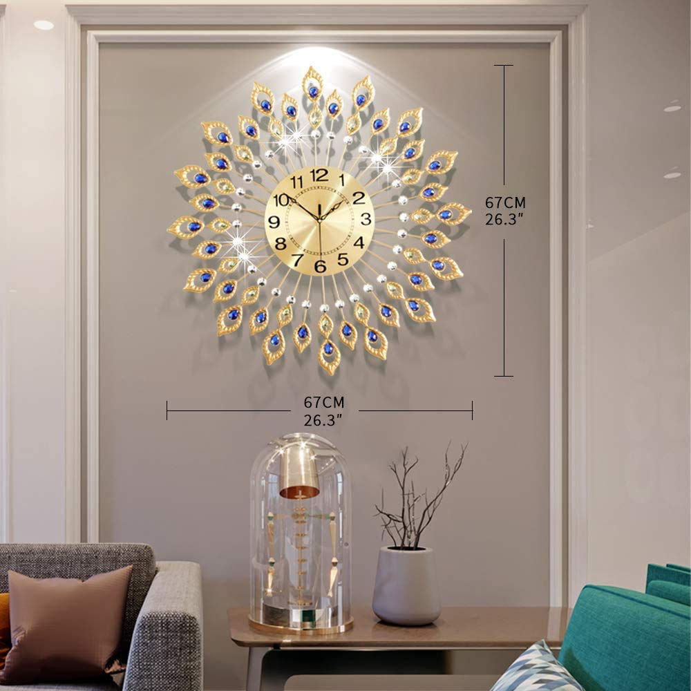 24 Inch Modern Metal Wall Clock Unique Design, Large Silent Battery Operated