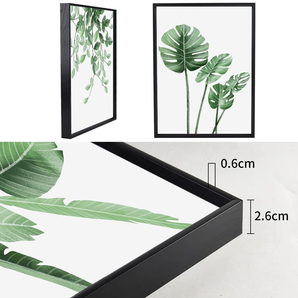 3 Piece Green Plants Poster Canvas Frame Wall Art