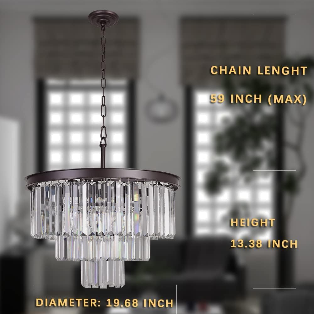 Luxury Smoke Crystal Chrome Chandelier, 8 Lights Pendant