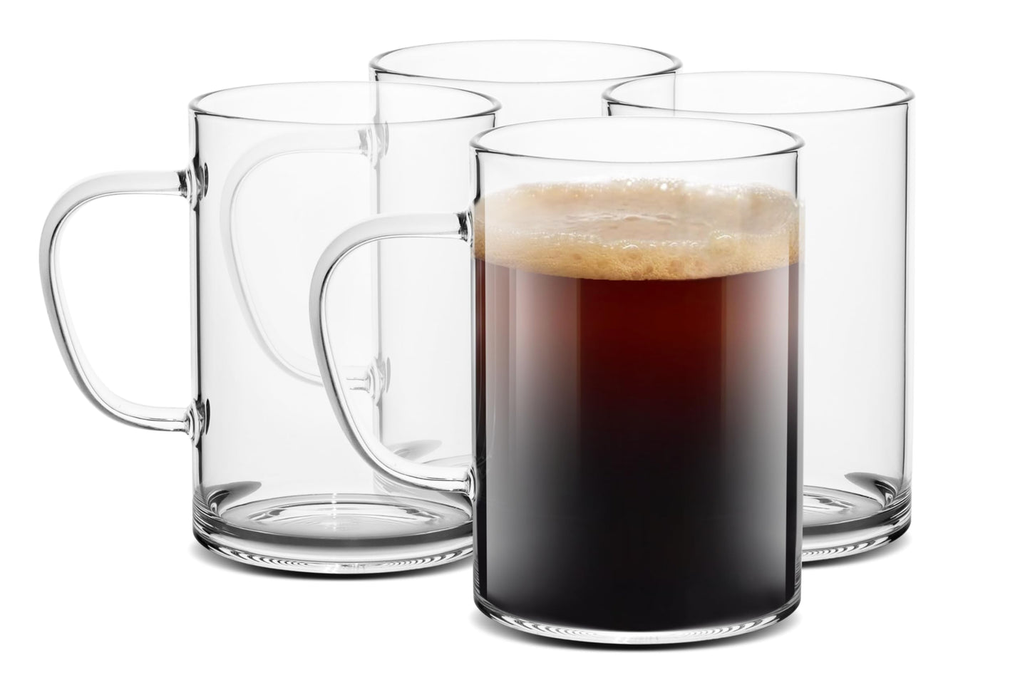 4pcs Set Iridescent Glass Coffee Mugs-Hand Blown & Seamless