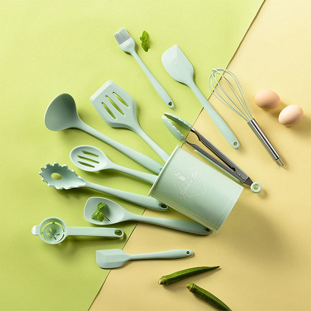 Kitchen Utensils Set-12 Pieces Silicone Cooking Utensils Set (Dishwasher Safe)