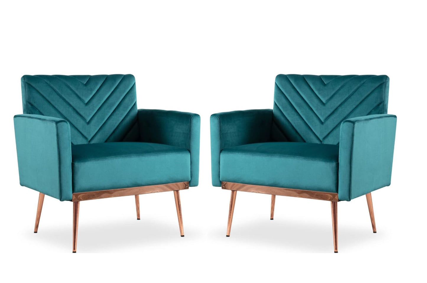 Modern Velvet Accent Chair Set of 2, Upholstered Tufted Armchair