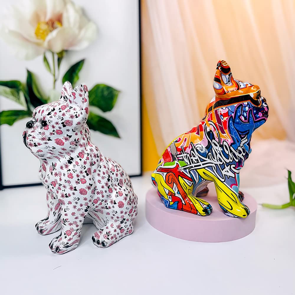 Graffiti French Bulldog Statue Sculpture Art Figurine Home Decoration