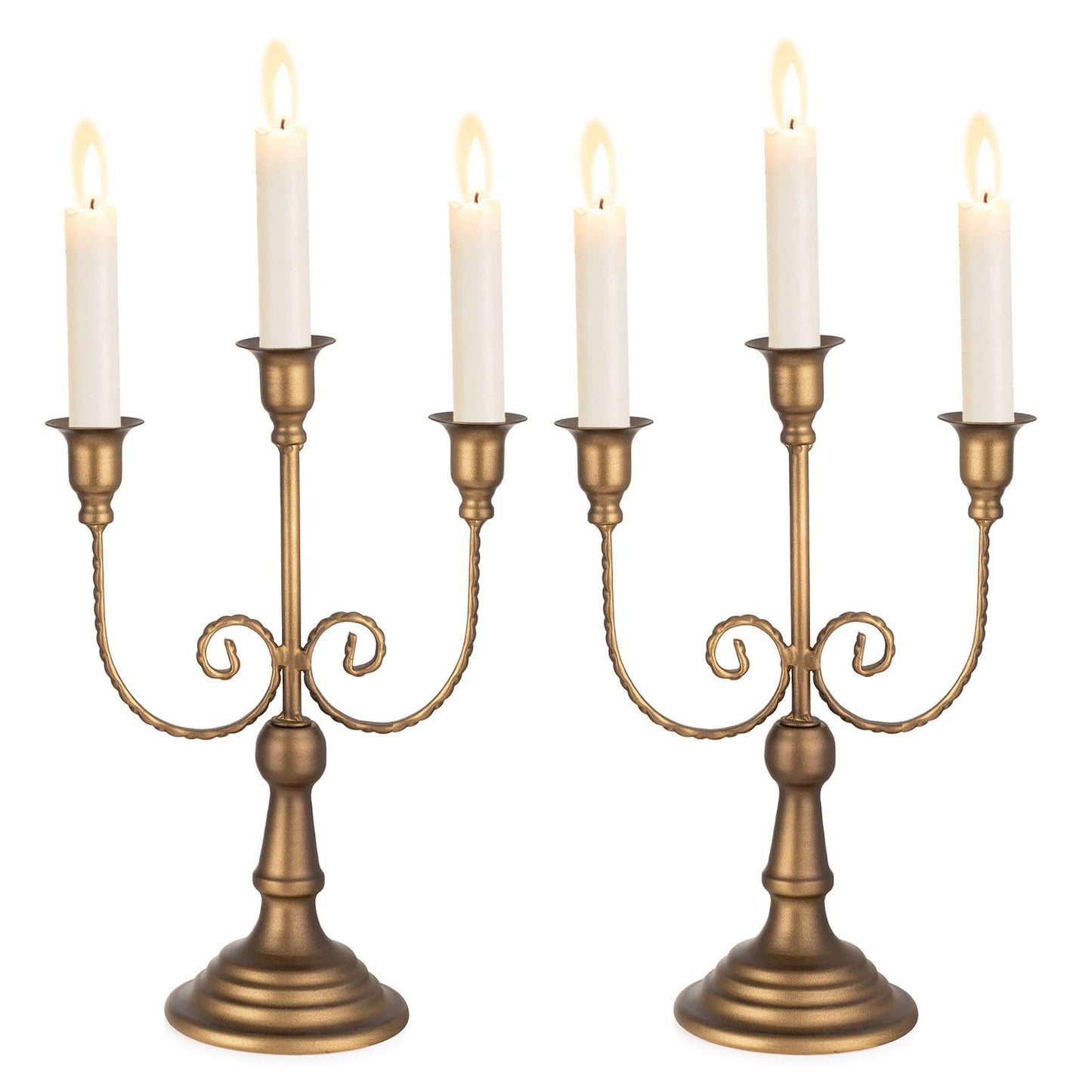 Gold Taper Candle Holder for Centerpiece - 3-candle Candlesticks Holder