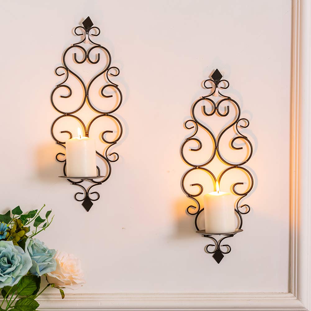 Candle Sconces Wall Decor Set of 2 Decorative Gold Wall Mounted