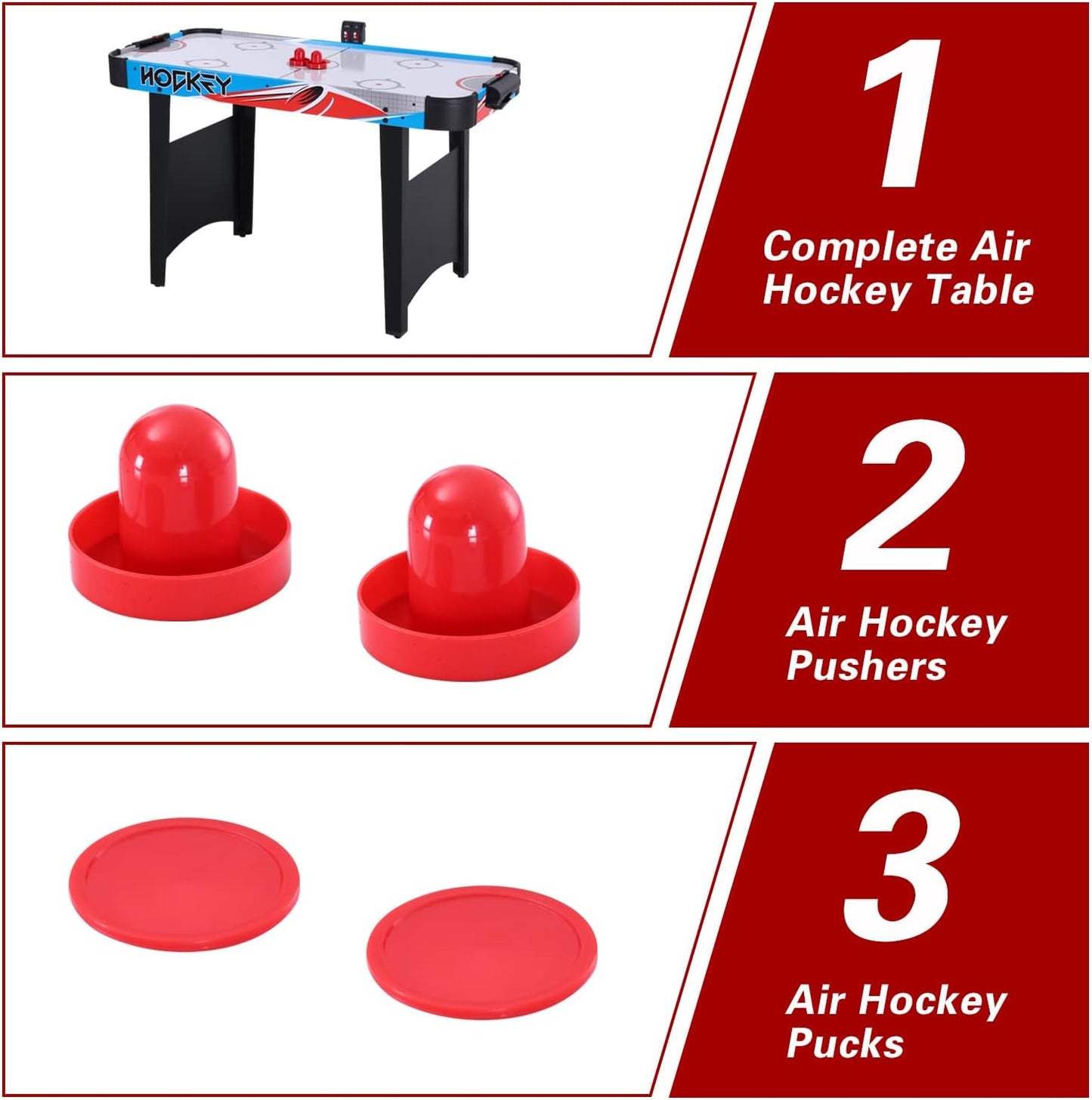 48in Air Hockey Table for Kids and Adults, Portable w/LED Scoreboard