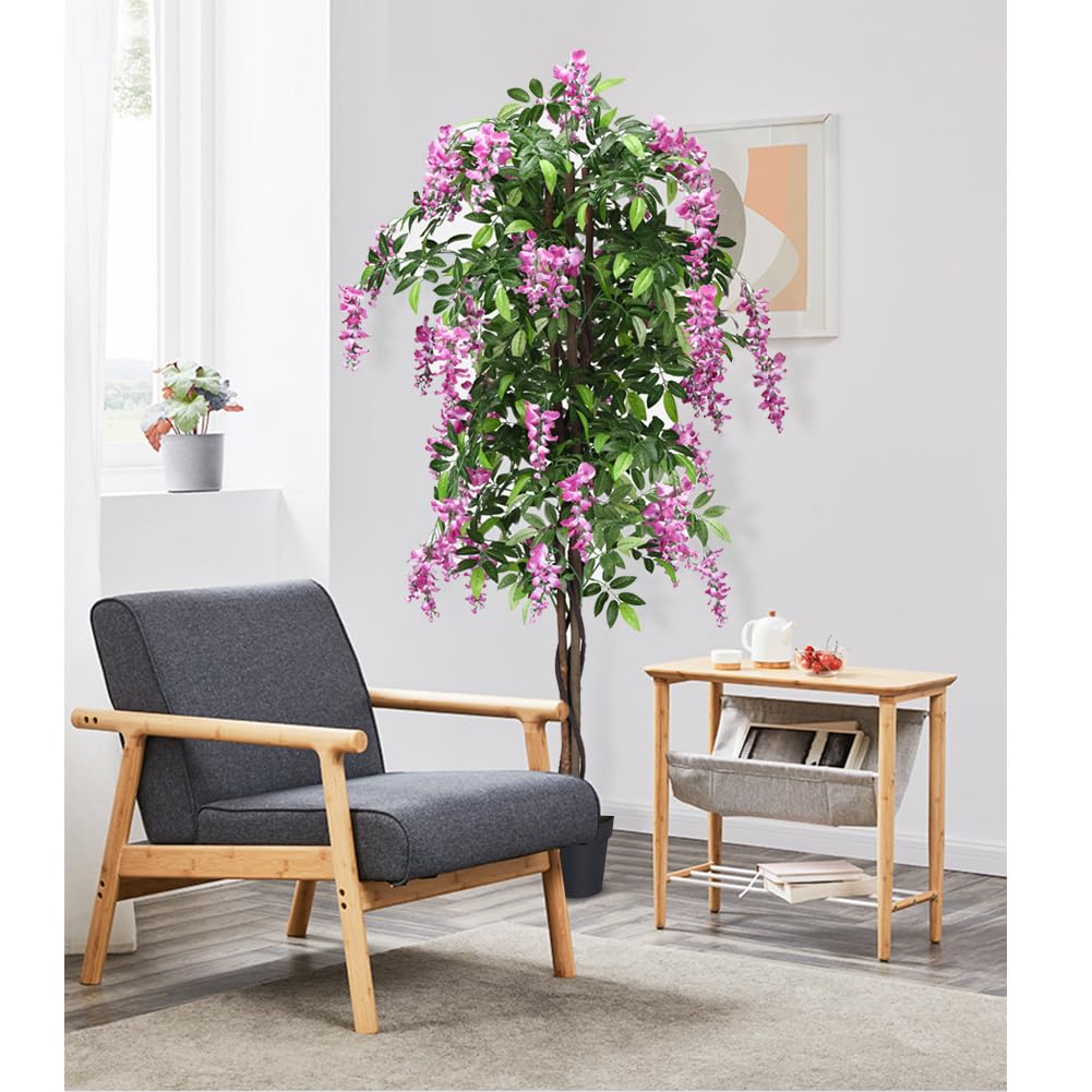 2 Pack 6ft Ficus Artificial Fake Trees for Indoor or Outdoor