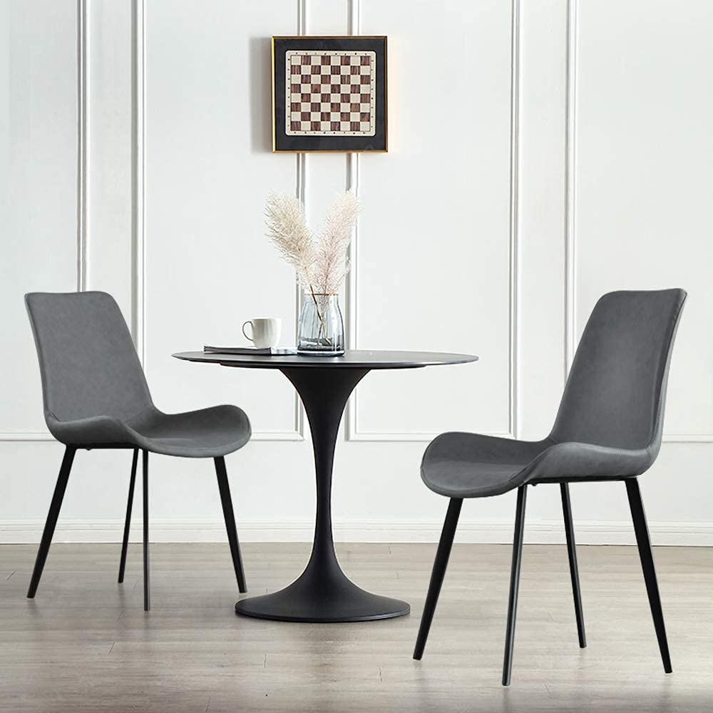 Round Dining Table Set for 4,  (Dining Table + 4 Black Chairs)