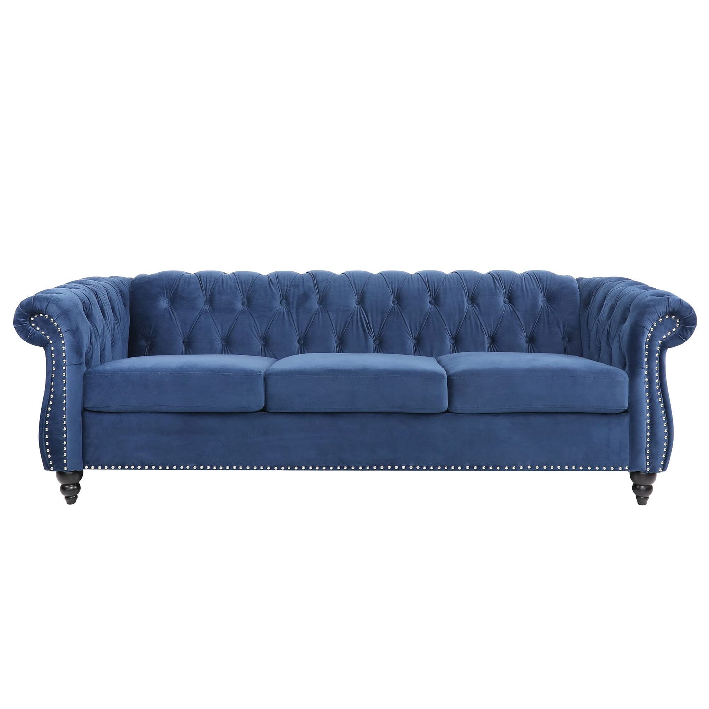 Velvet Chesterfield Sofa, 84 inch Modern Tufted 3 Seater Couch