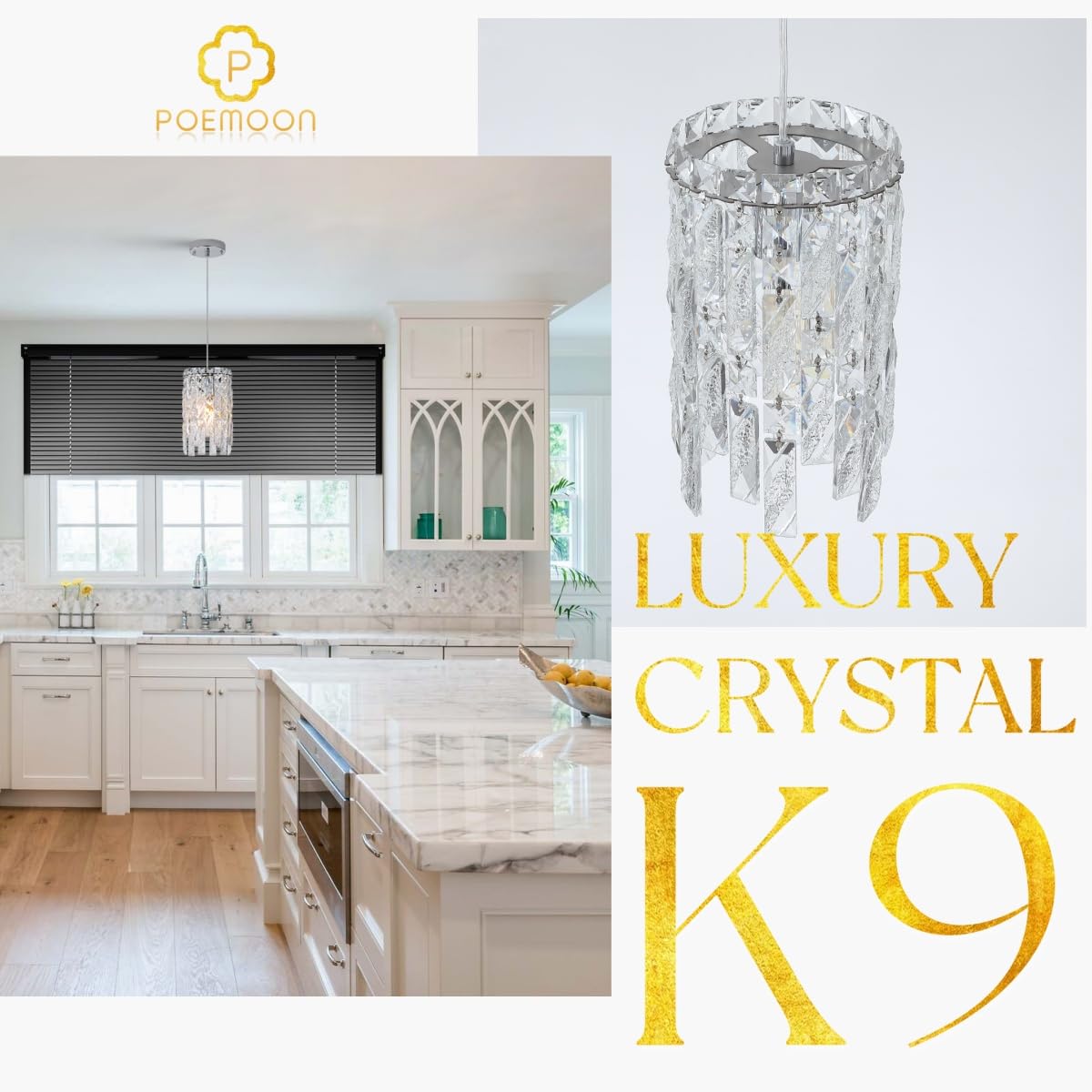 18’’ Gold Crystal Chandelier Light Fixture 5 Lights