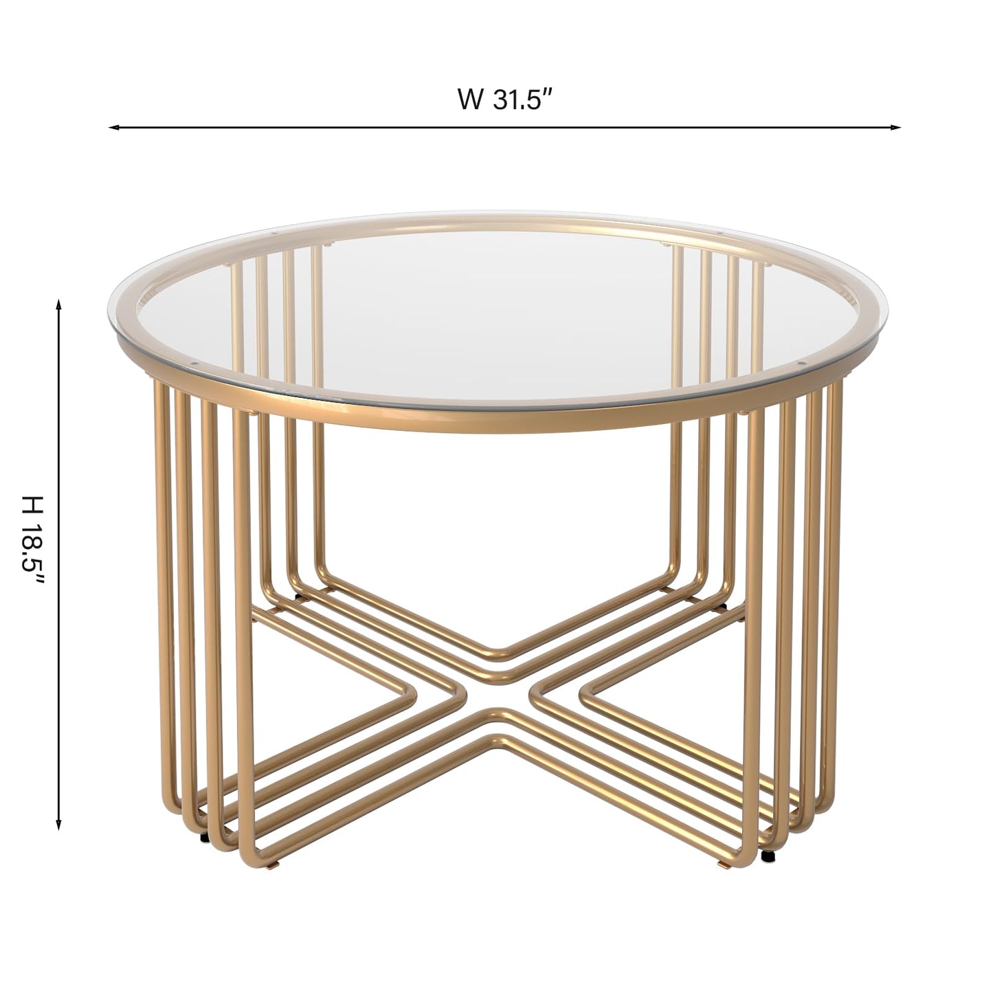 Coffee Tables for Living Room, Round Gold Glass Top Coffee Table