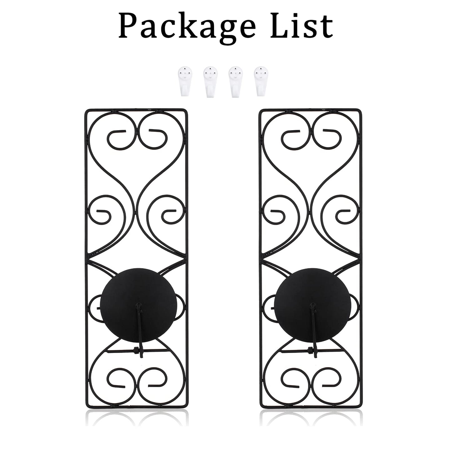 Candle Sconces Wall Decor - Set of 2 Black Candle Holders for Pillar