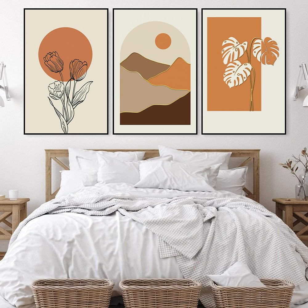 Orange Canvas Wall Art Minimalist Abstract Mid-Century Modern Boho