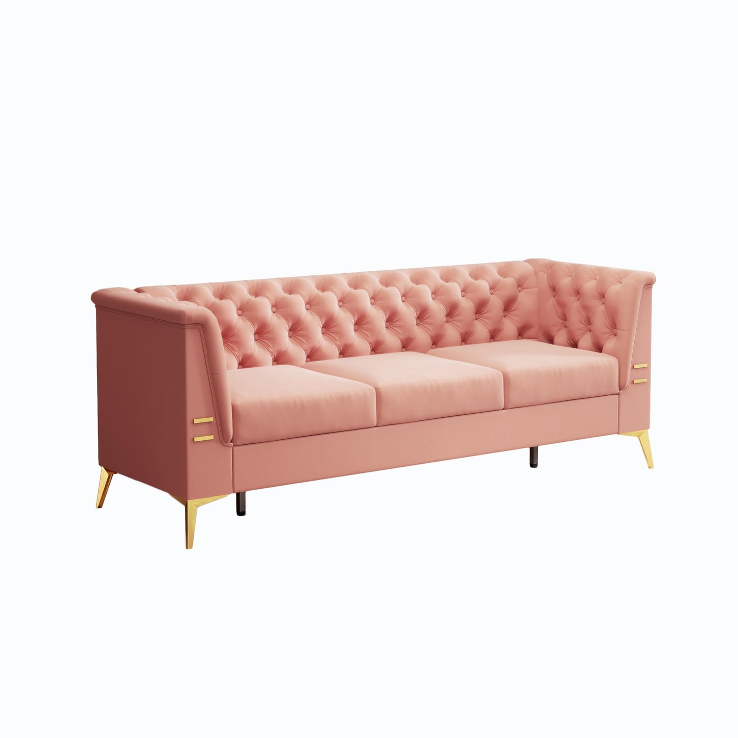 83" Chesterfield Button Tufted Sofa Velvet Upholstered Couch 3 Seat