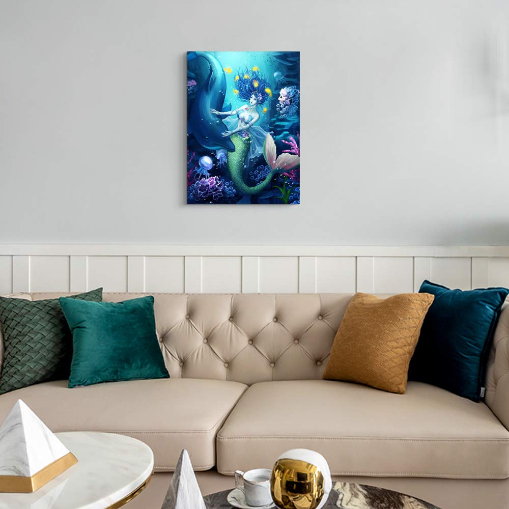 Canvas Wall Art -  Mermaid Artwork Wall 12" x 16" inch