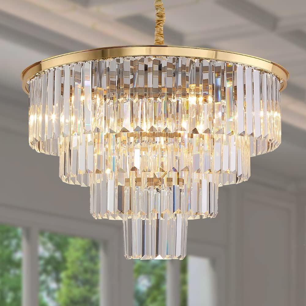 Luxury Smoke Crystal Chrome Chandelier, 8 Lights Pendant