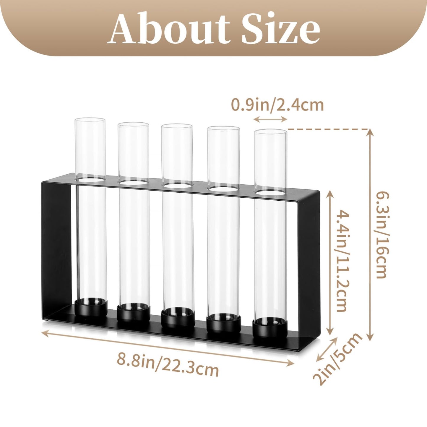 Plants Propagation Station - Glass Terrarium Vase with 5 Test Tubes for Hydroponics Plants