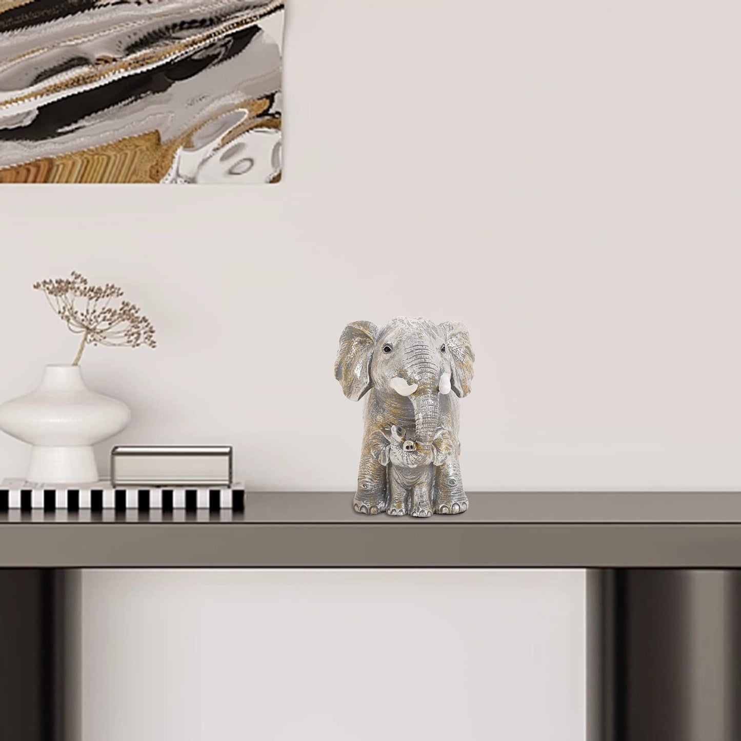 Silver Good Luck Elephant Decor The Elephant Protects The Baby