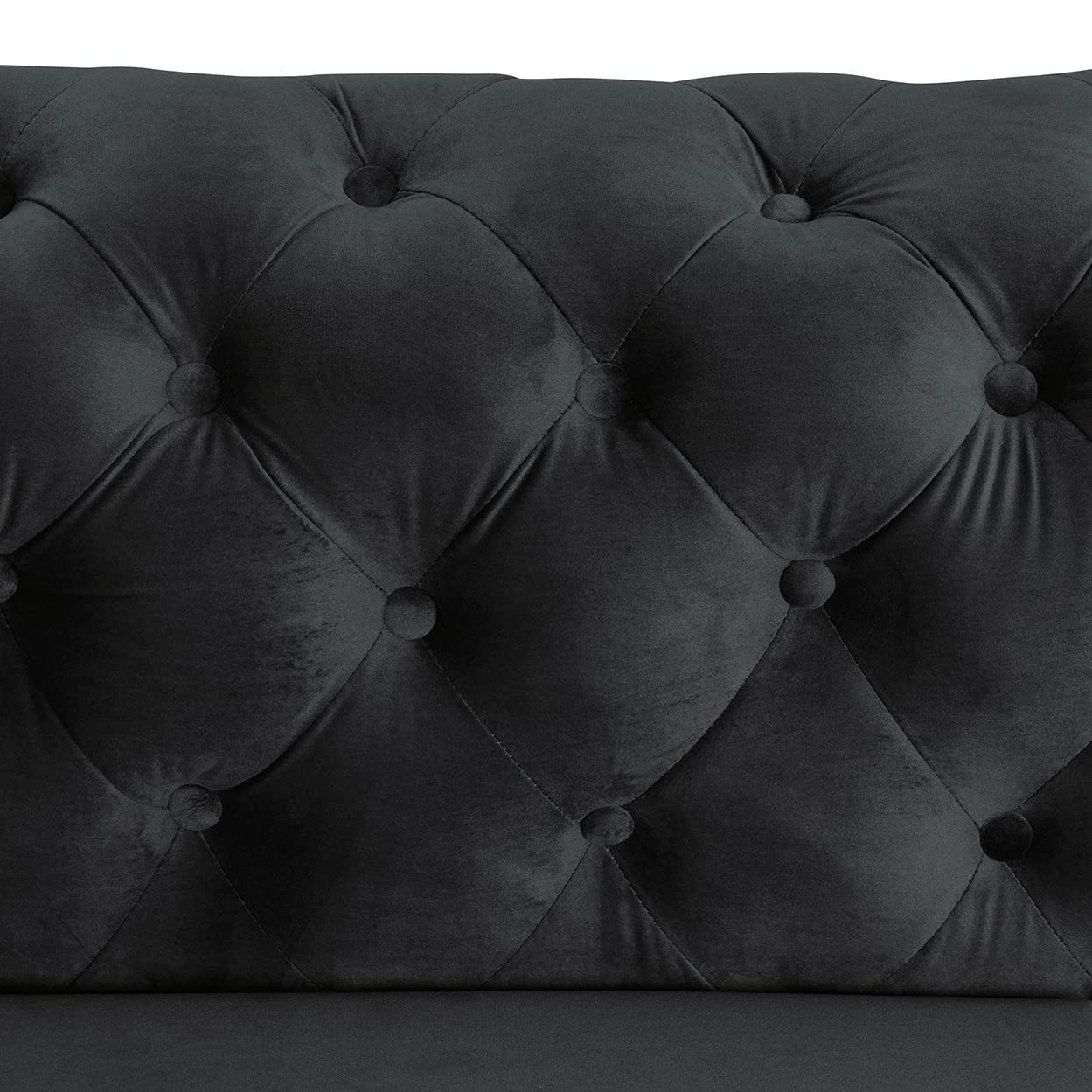 Velvet Couch Black Sofa Upholstered Modern Contemporary Sofa with Deep Button Tufting