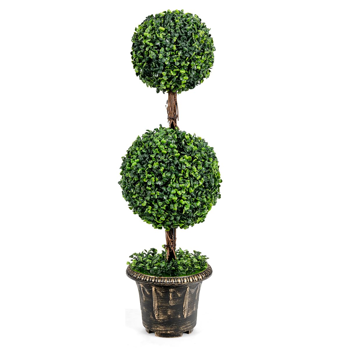 4ft 2 Pack Artificial Boxwood Topiary Tree, Fake Greenery Plants Ball Tree