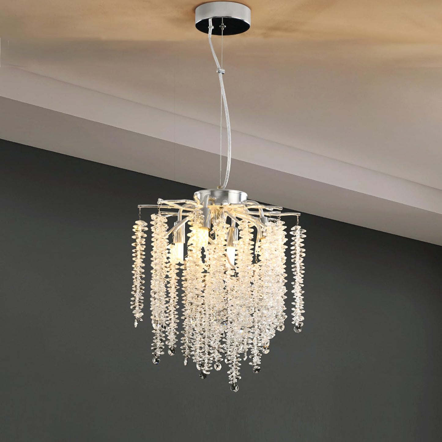 Modern Crystal Tree Branches Chandelier Gold Round Raindrop