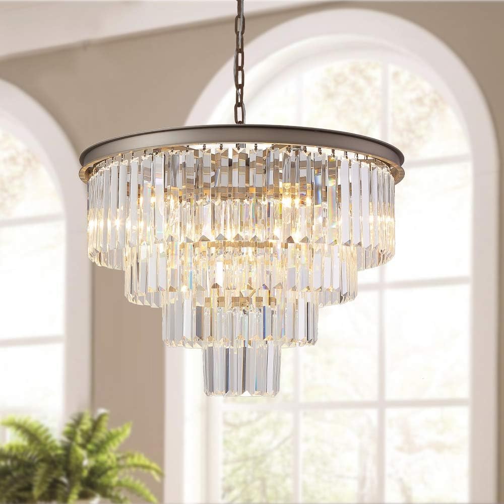 Luxury Smoke Crystal Chrome Chandelier, 8 Lights Pendant