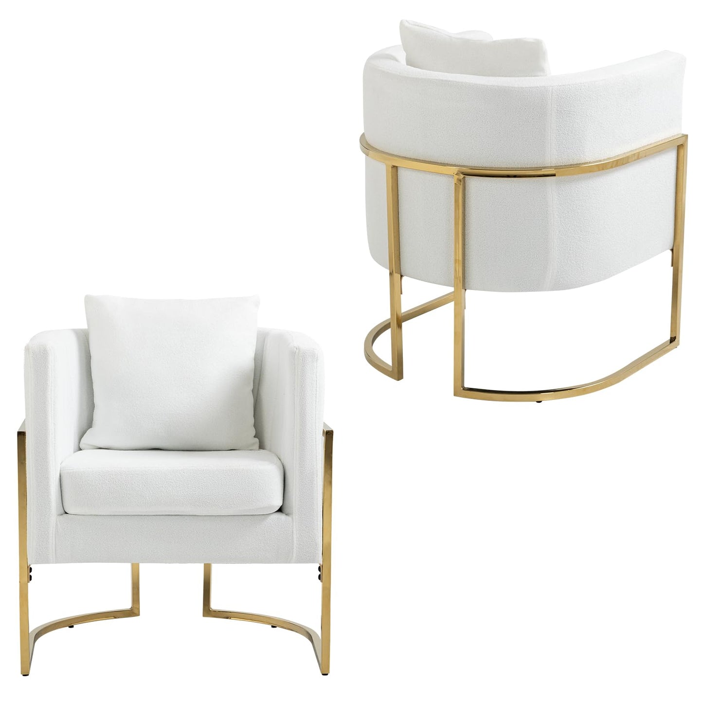 Velvet Modern Accent Chairs Set of 2, Upholstered Barrel Armchair