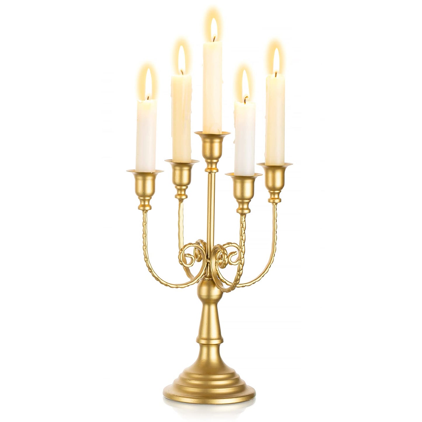 Gold Taper Candle Holder for Centerpiece - 3-candle Candlesticks Holder