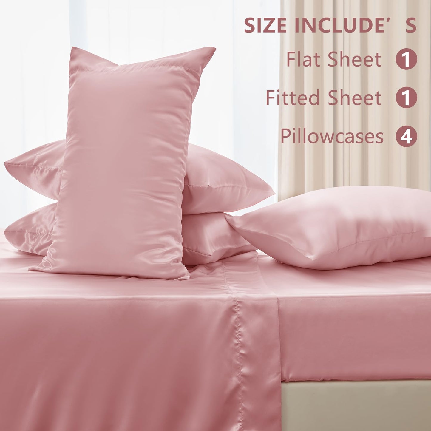 4 Piece Burgundy Bed Sheet Set with Silky Microfiber, 1 Deep Pocket Fitted Sheet