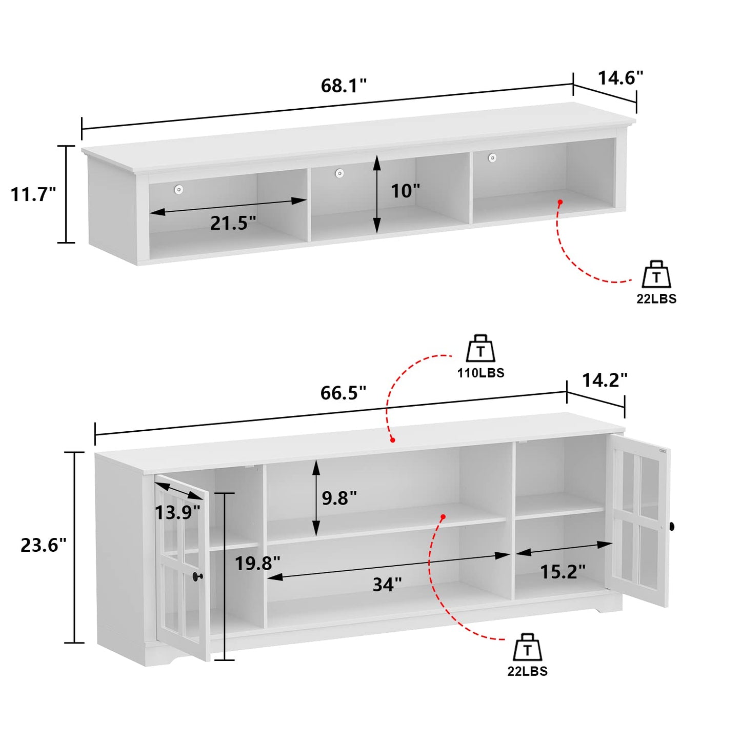 4-Piece Wall Unit TV Stand with Bookshelves for TVs up to 65"