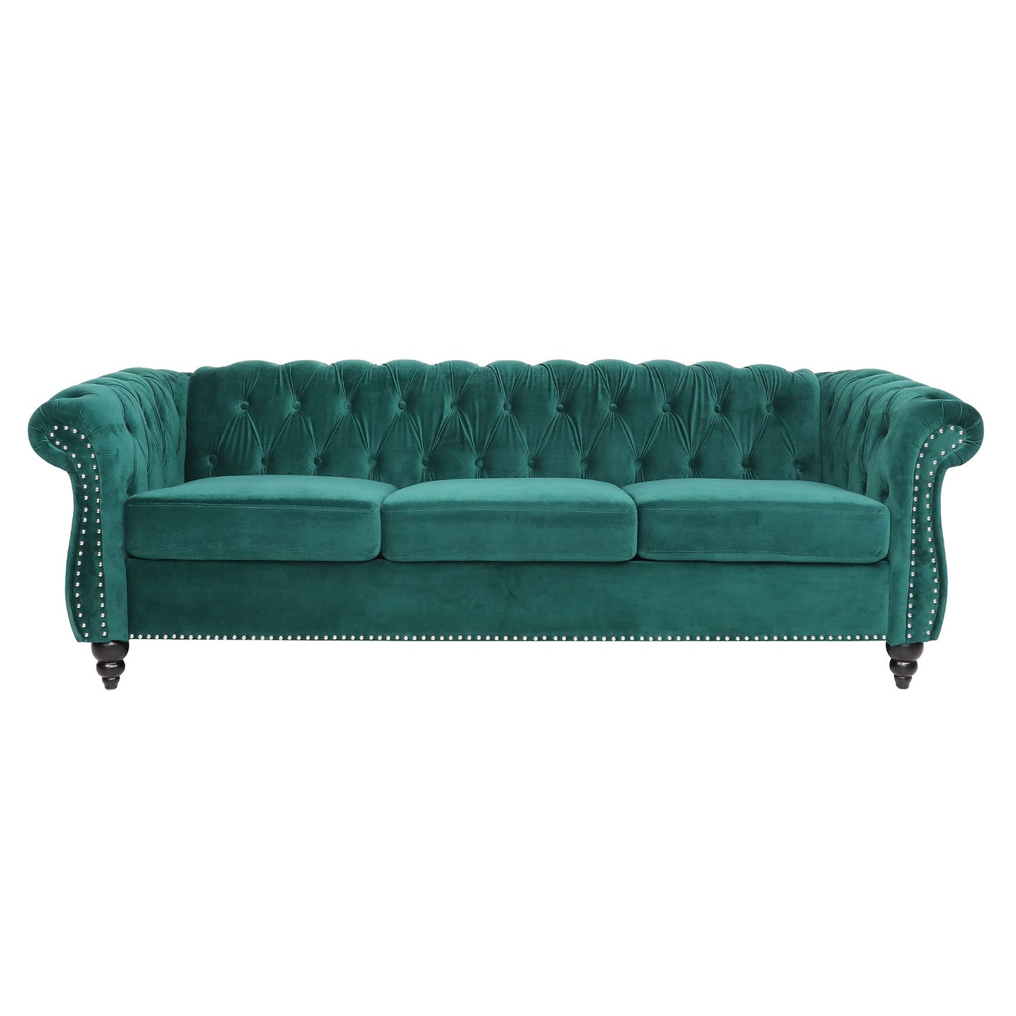 Velvet Chesterfield Sofa, 84 inch Modern Tufted 3 Seater Couch