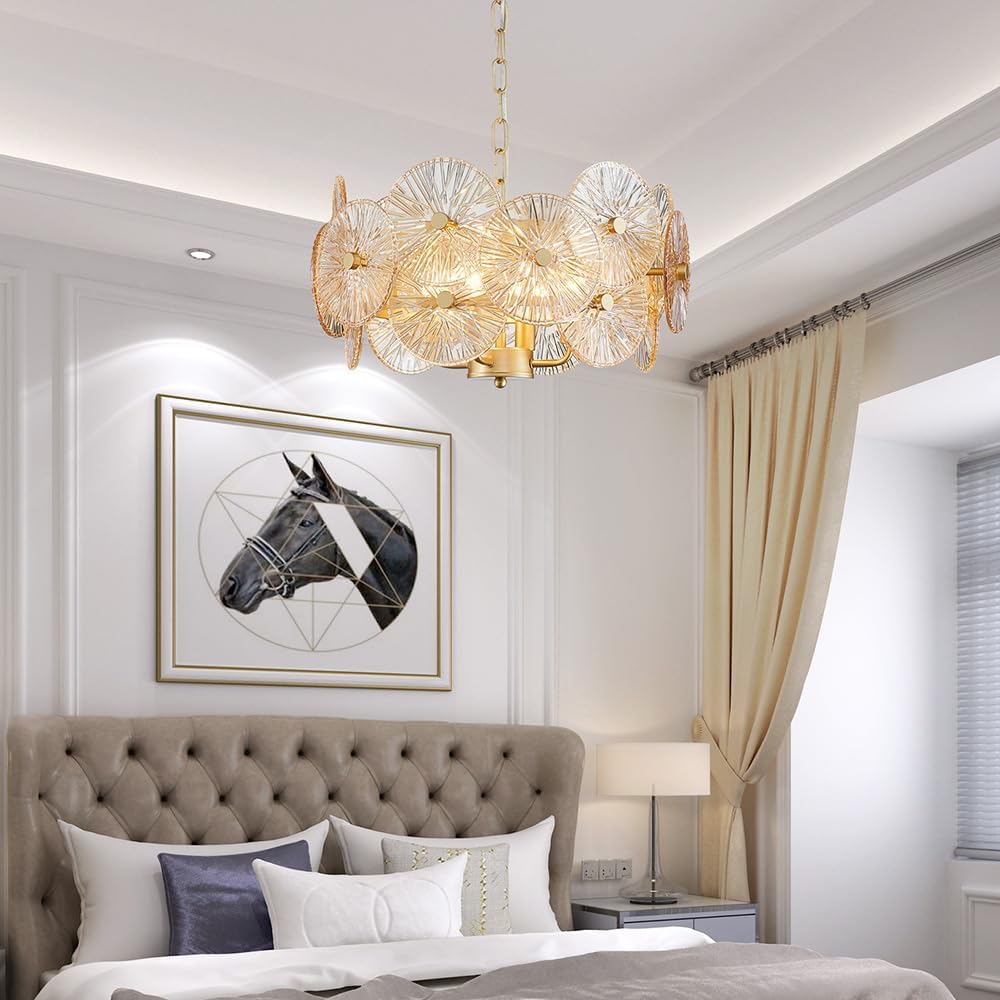 4 lights Modern Style Crystal Champagne Pendant Chandelier