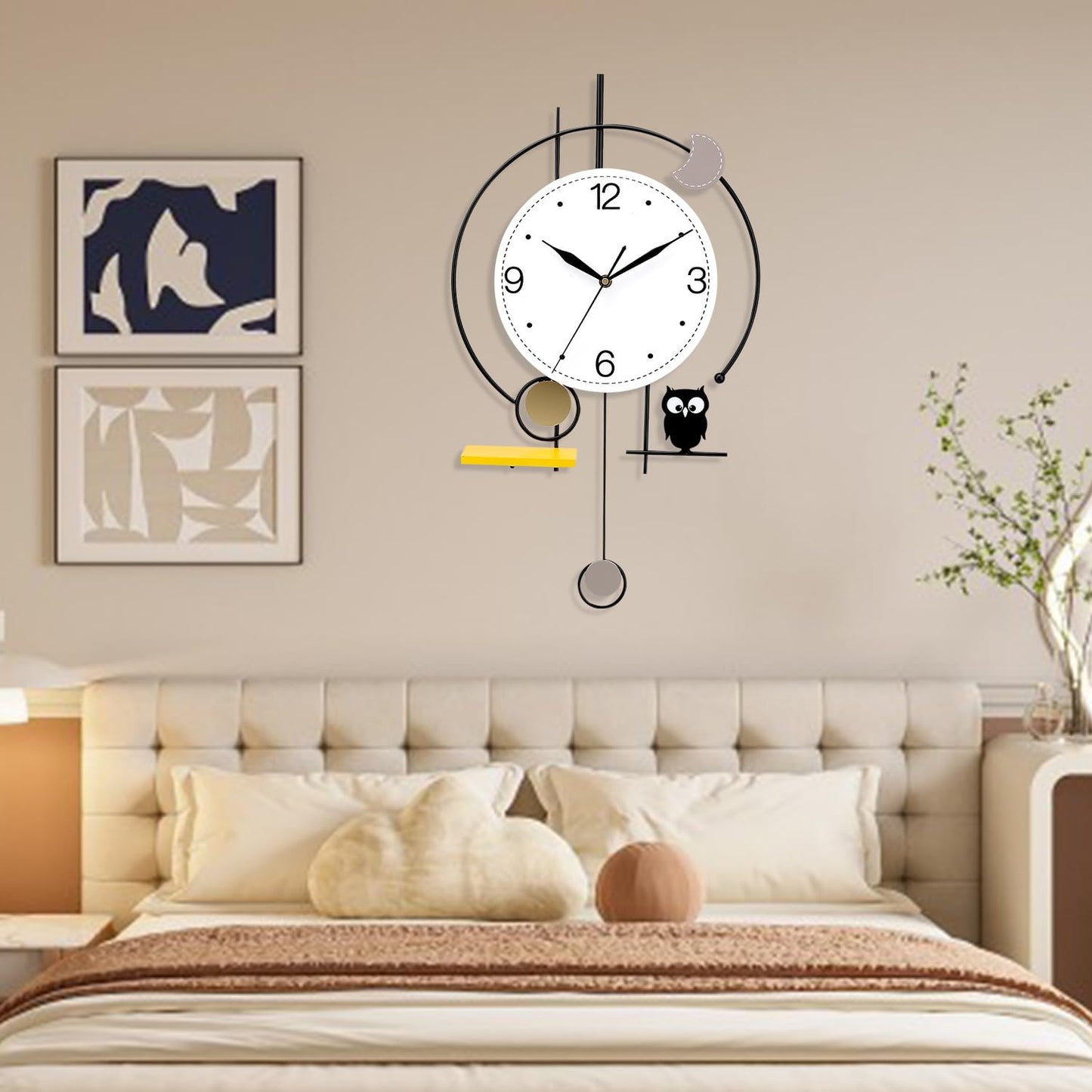 Large Wall Clock Owls Decorative Wall Clocks for Living Room Decor