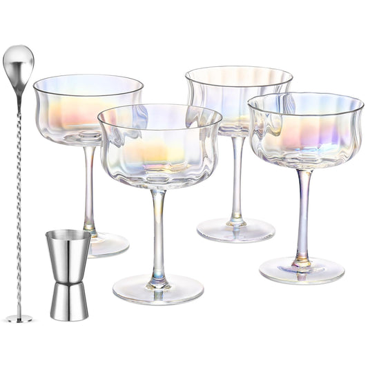 Iridescent Vintage Coupe Glasses Set of 4 | 10oz