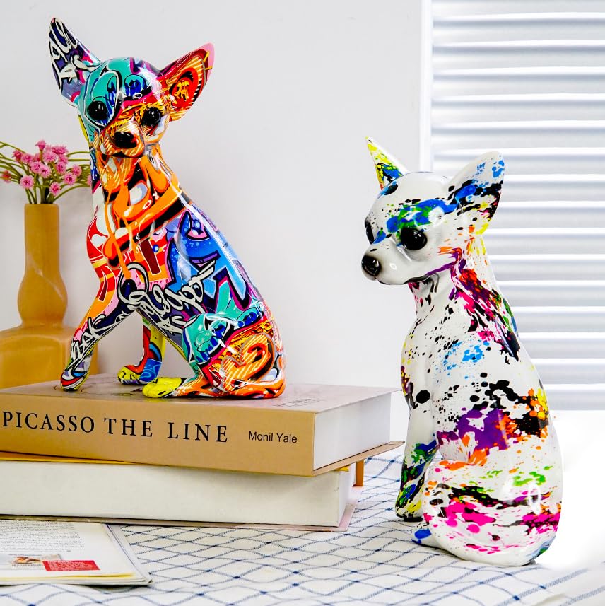 Graffiti French Bulldog Statue Sculpture Art Figurine Home Decoration