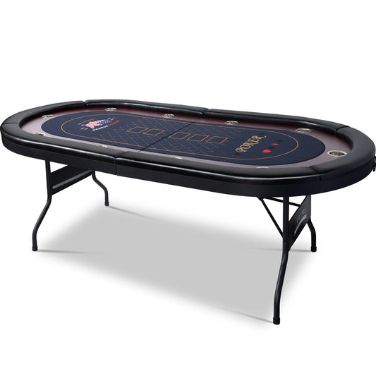 10 Player Poker Table Foldable, 86" Folding Texas Holdem Poker Table