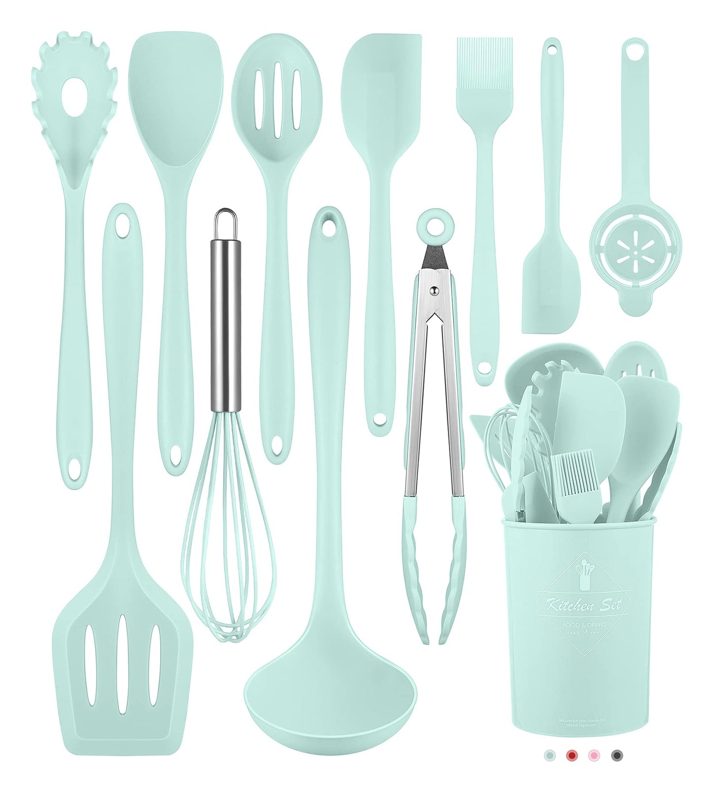 Kitchen Utensils Set-12 Pieces Silicone Cooking Utensils Set (Dishwasher Safe)