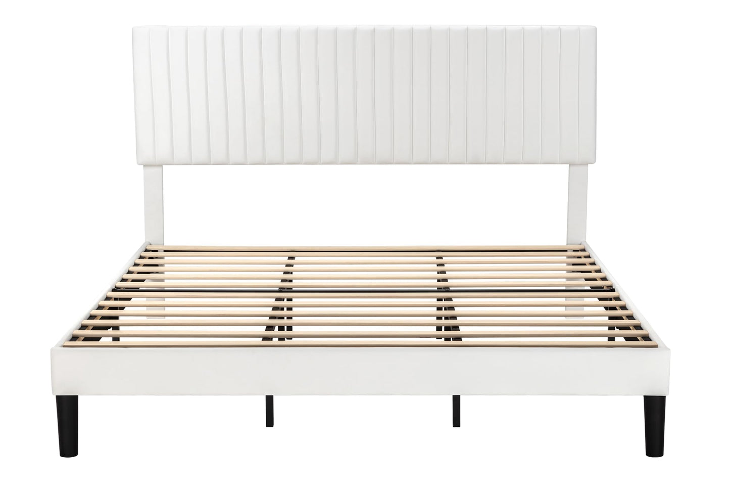 Velvet Upholstered Platform Bed with Adjustable Vertical Channel