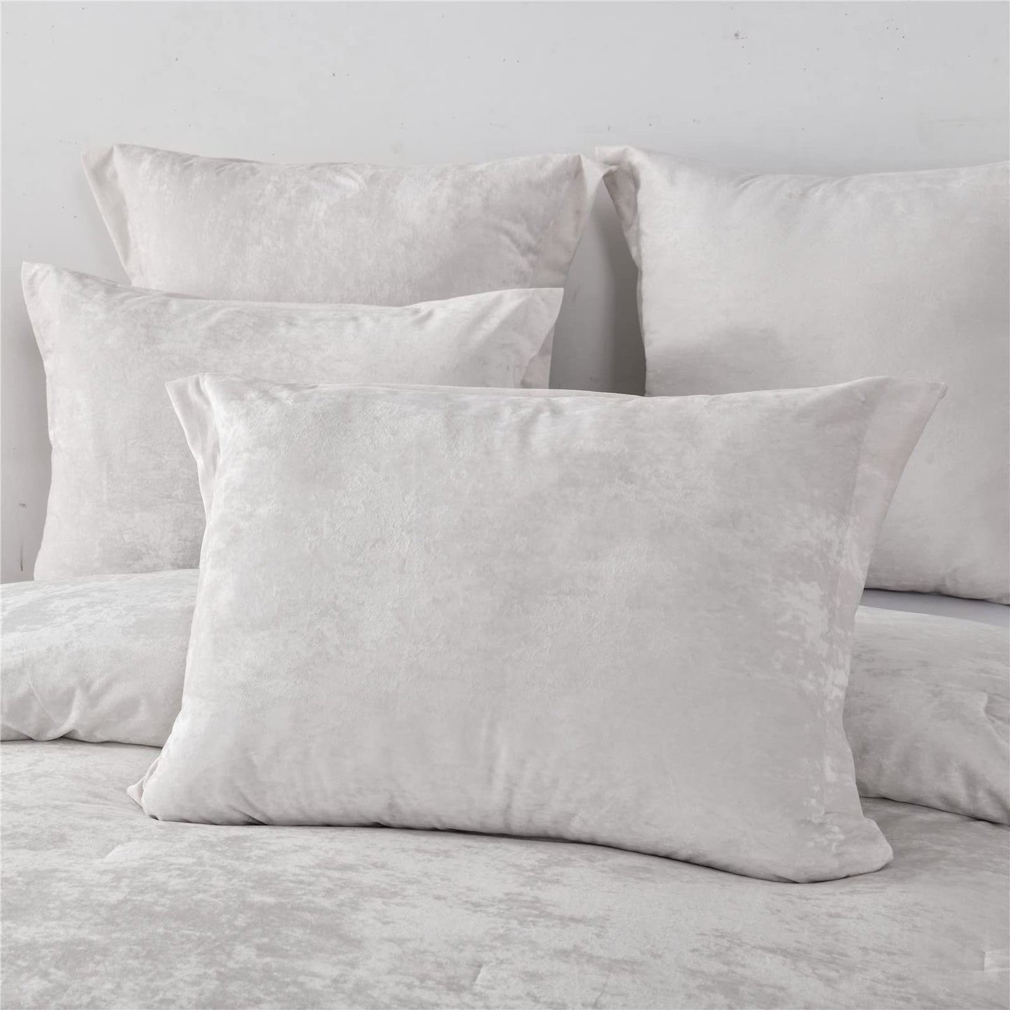 Distressed Velvet Comforter Set Brushed Solid Microfiber Reverse