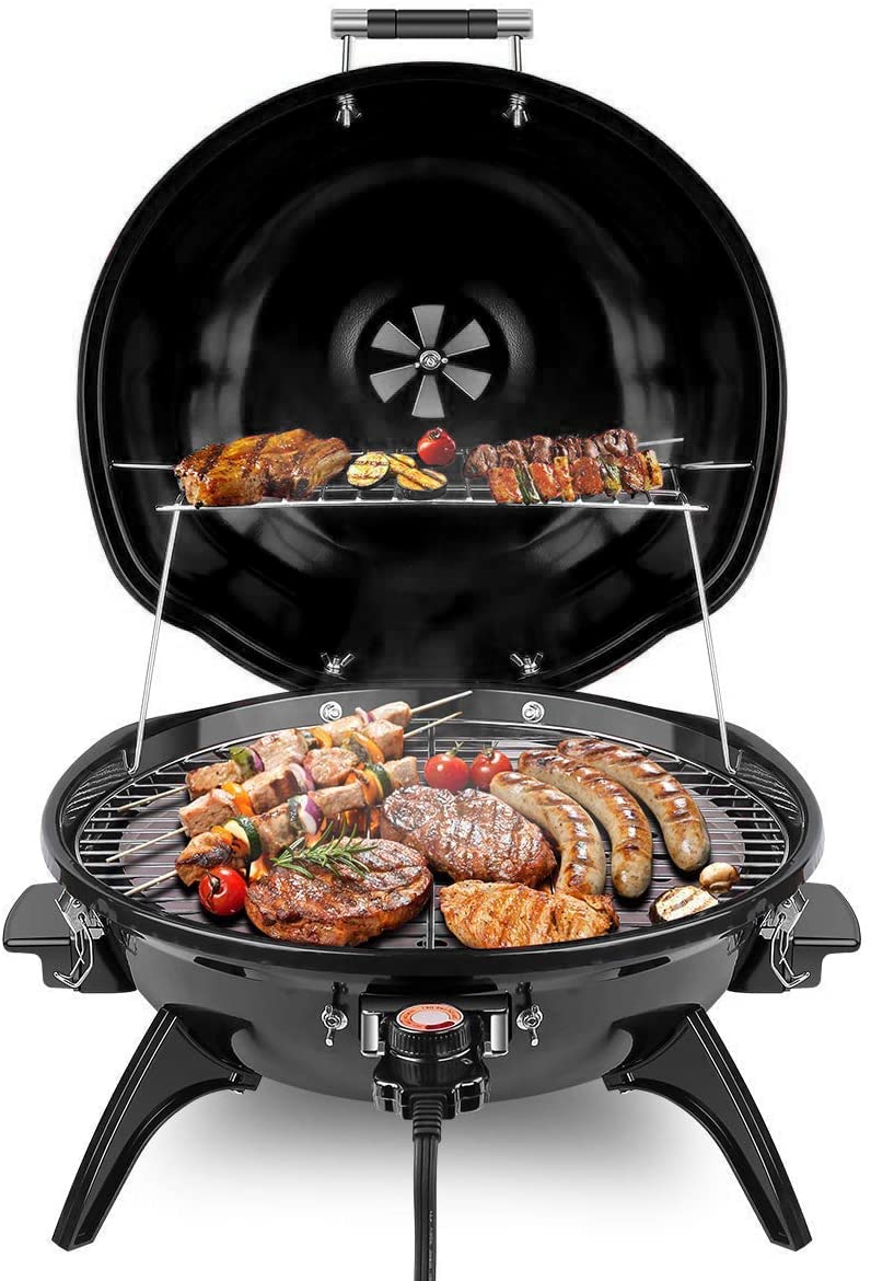 Electric BBQ Grill Techwood 15-Serving Indoor/Outdoor Electric Grill