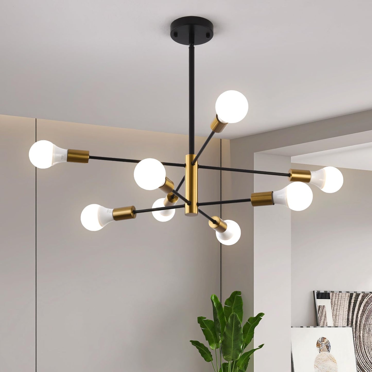 6-Light Modern Sputnik Chandelier, Mid Century Chandelier Pendant