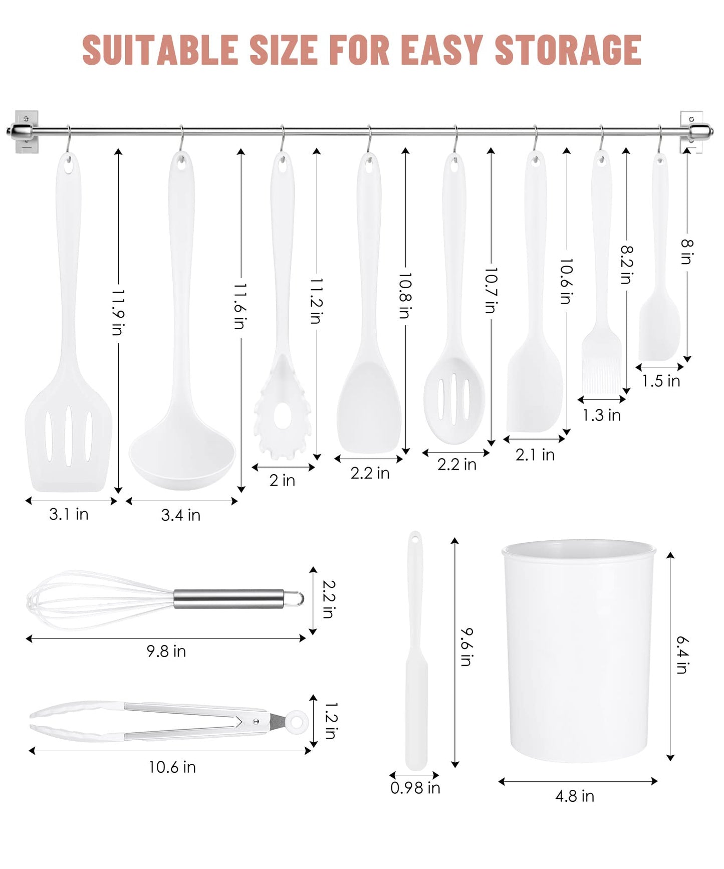 Kitchen Utensils Set-12 Pieces Silicone Cooking Utensils Set (Dishwasher Safe)