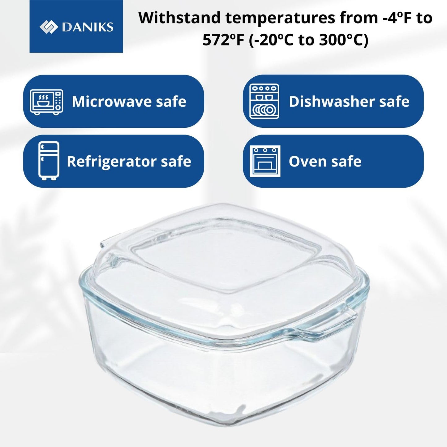 2-in-1 Glass Baking Dish with Borosilicate Glass Lid | 3.7 Quart Glass