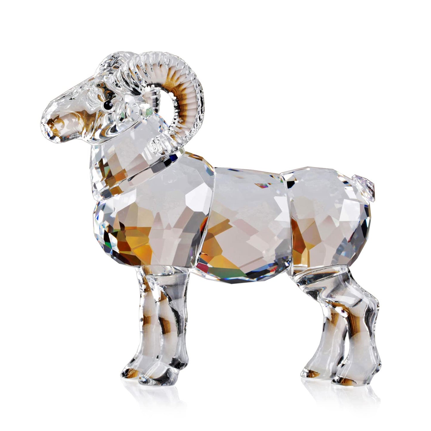 Crystal Goat Art Figurine Collection Table top Ornament Statue Home Decor (Gold)