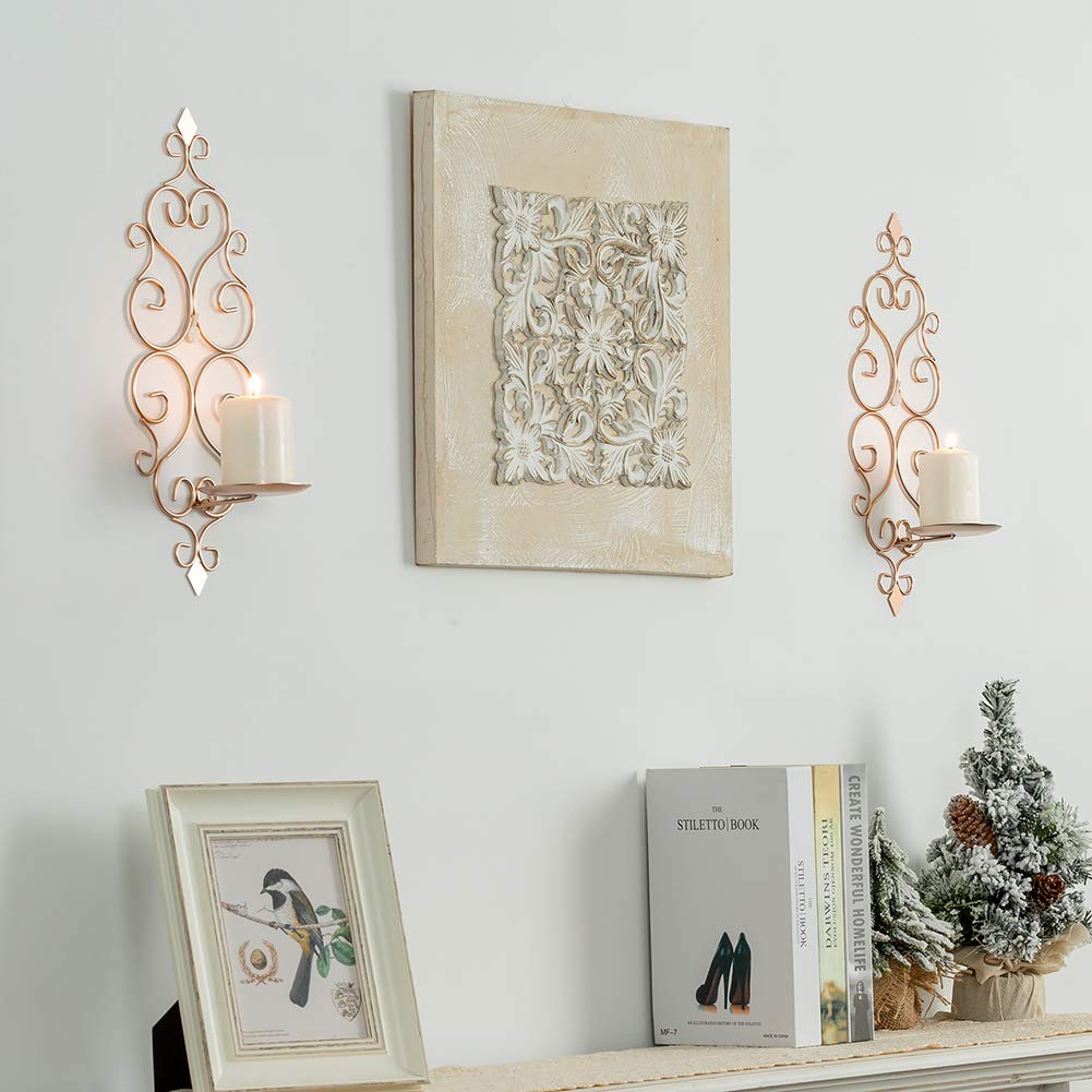 Candle Sconces Wall Decor Set of 2 Decorative Gold Wall Mounted