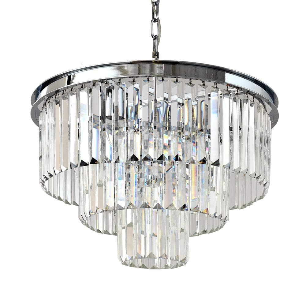 Luxury Smoke Crystal Chrome Chandelier, 8 Lights Pendant